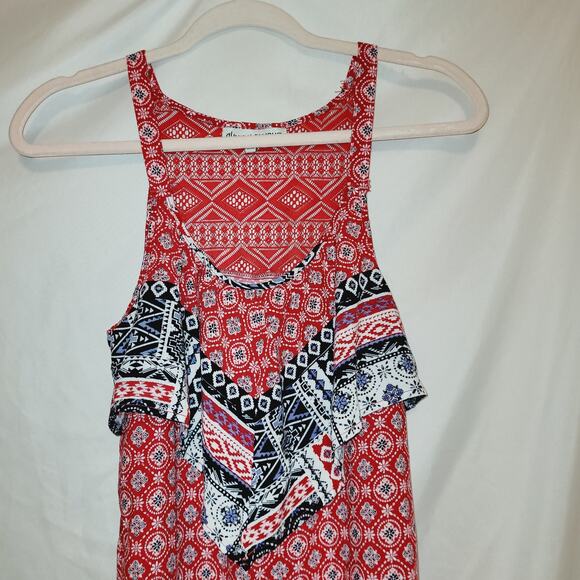 Almost Famous red handkerchief mixed print crocheted lace back sleeveless dress - Picture 4 of 7